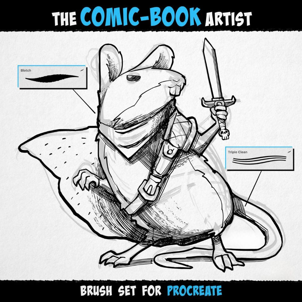 64 Professional Inking | Sketching & Screentone Brushes - Digital Illustration Bundle for Comics and Manga | Procreate Comic Book Brushes