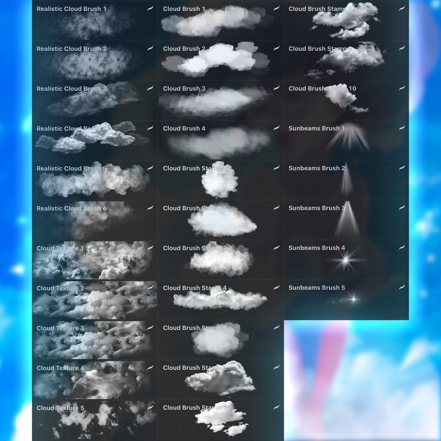 Cloud Brushes Set for Procreate (Brushes, Texture, Stamp and so on)