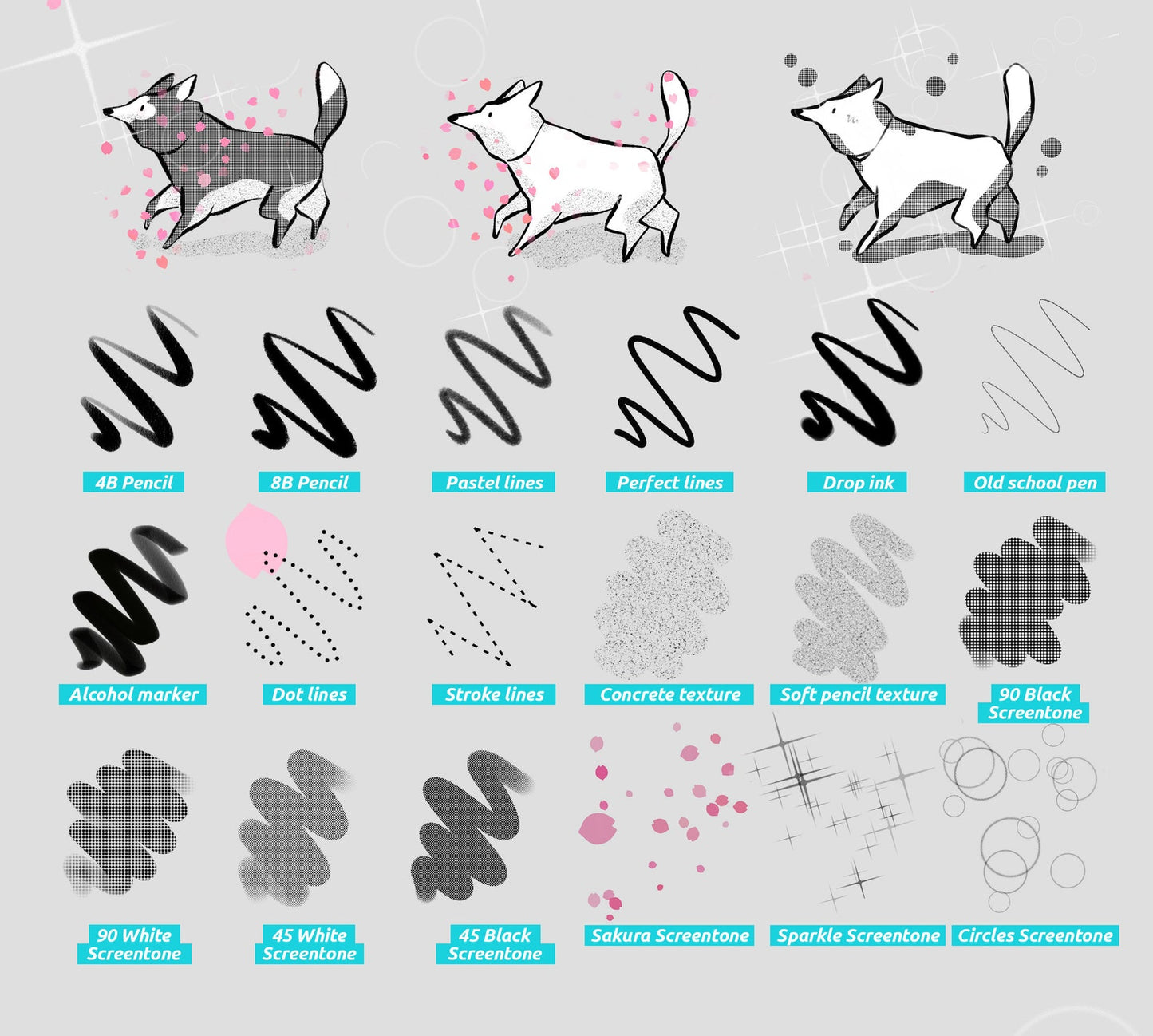 Procreate Brushes VOL.2 | Pencil & Screentone brushes