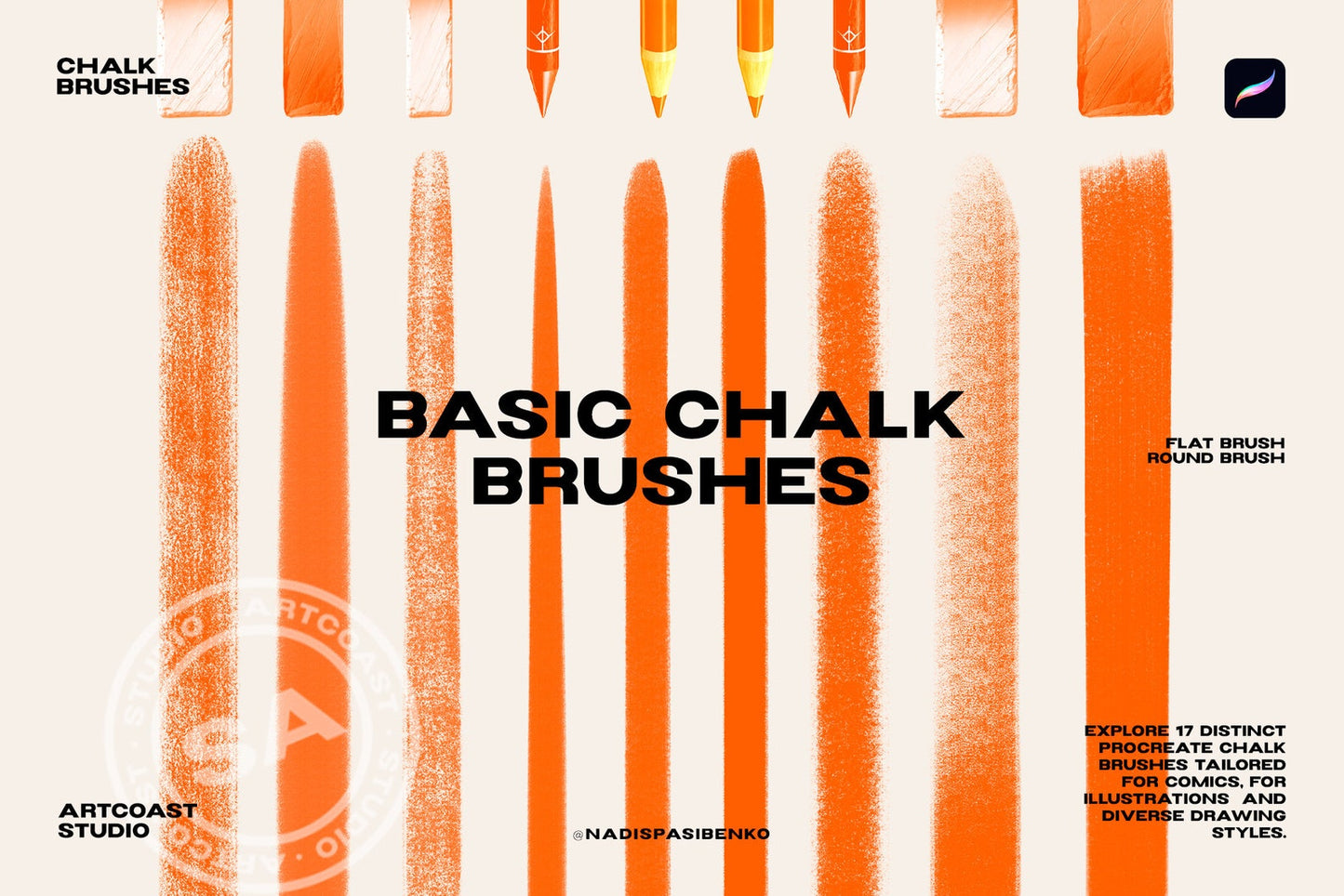 Procreate Chalk Brushes – Character & Pencil Brush Set | Lettering, Drawing, Digital Download Kit