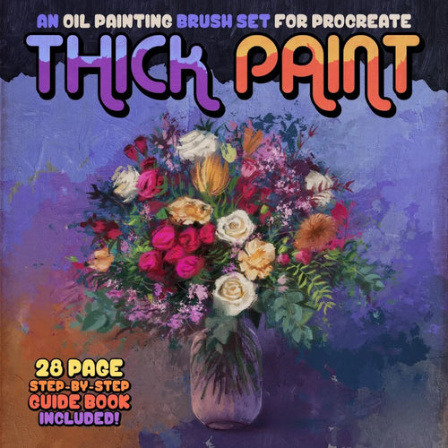 60 Realistic Oil Paint Brushes | Thick Paint Oil Brushes for Procreate | Canvas Textures, and Digital Oil Painting Tutorial Bundle for iPad