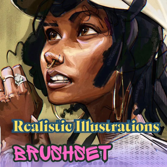 24 Realistic Illustration Procreate Brushes | Digital Painting Brushes for iPad | High Realism Texture, Portrait & Concept Art Brushes