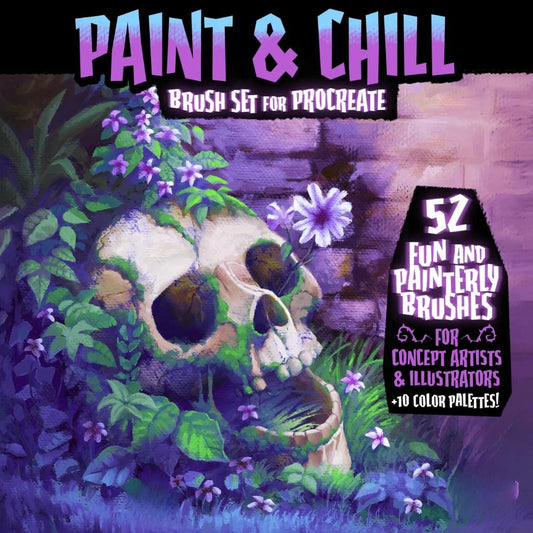 52 Paint & Chill Procreate Brushes | Painterly Brushes | 10 Color Palettes | Digital Oil and Gouache Textures, iPad Art Brushes