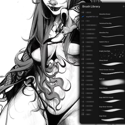 24 Sketching Brushes for Procreate, Realistic Pencil Brush Set for iPad, Digital Drawing & Graphite Texture Brushes