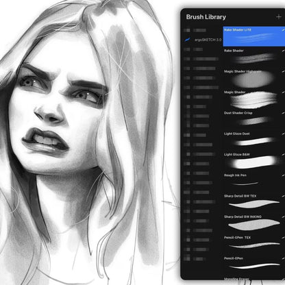 24 Sketching Brushes for Procreate, Realistic Pencil Brush Set for iPad, Digital Drawing & Graphite Texture Brushes