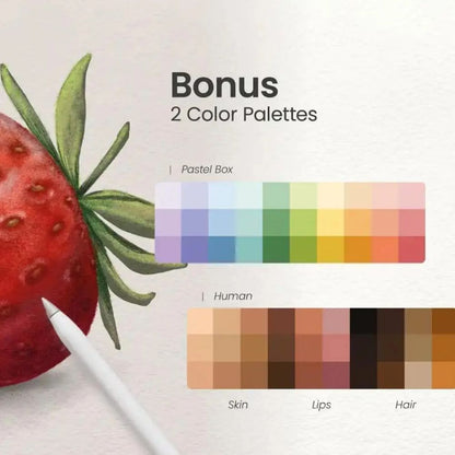 Realistic Pastel & Chalk Procreate Brushes | 13 Digital Drawing Brushes for iPad, Paper Textures and Color Palettes
