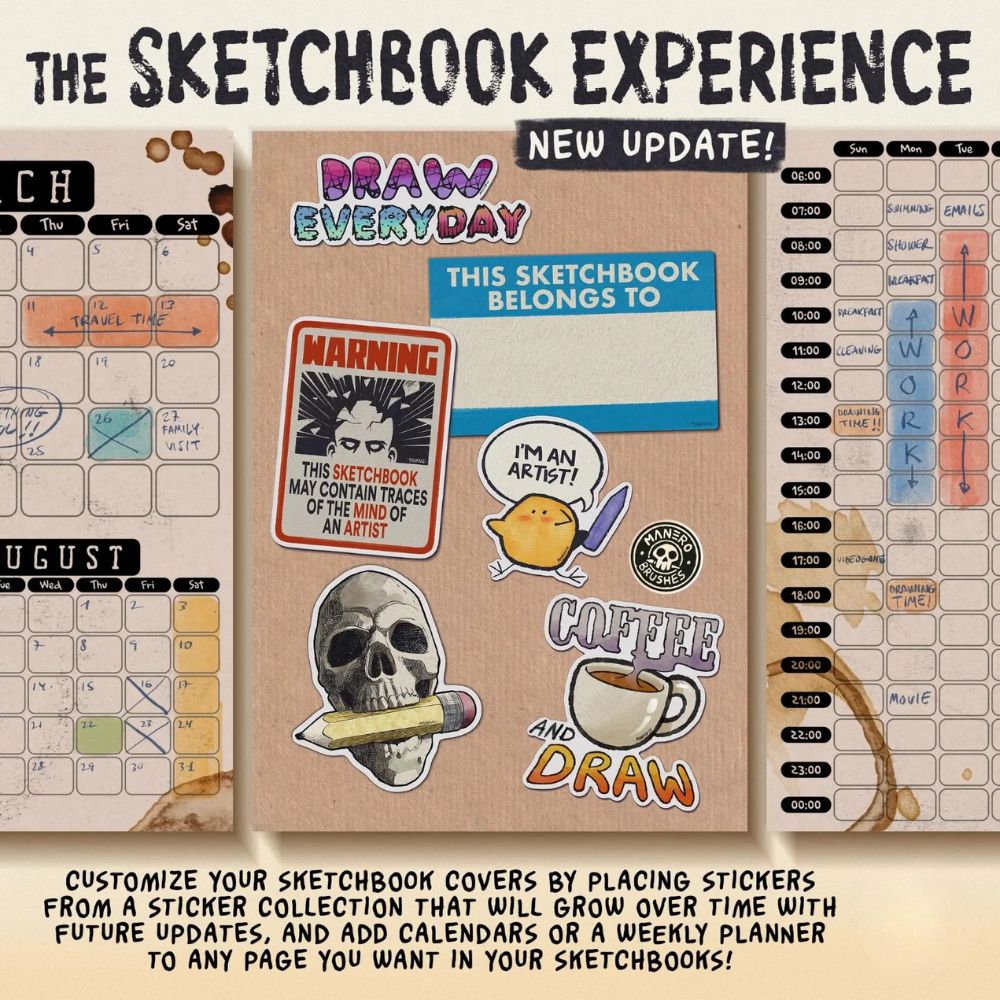 Procreate Brushes & Digital Sketchbook Bundle | Realistic Pencil and Ink Brushes, 16 Digital Sketchbooks | Paper Textures