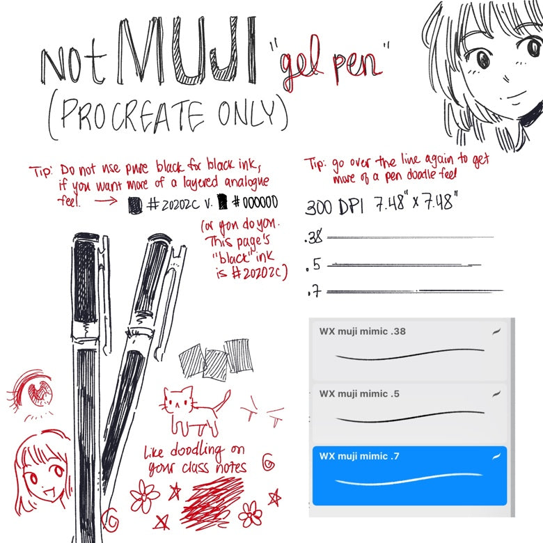 notMUJI "gel pen" set (PROCREATE ONLY)