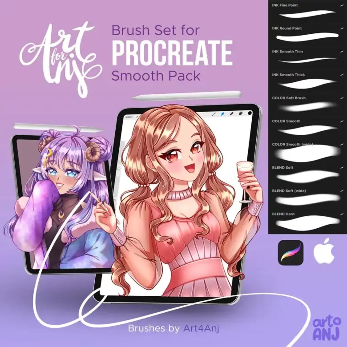 Art4Anj Procreate Brush Set: Smooth Pack