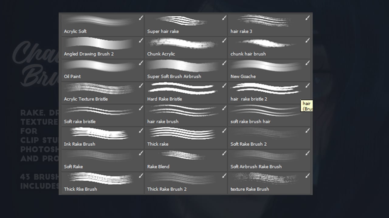 Indigo Set: Rake, drawing and texture digital brushes