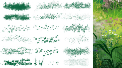 VEGETAL BRUSHES Vol.1 - Photoshop & Procreate - 65+ brushes & 1 bonus PSD