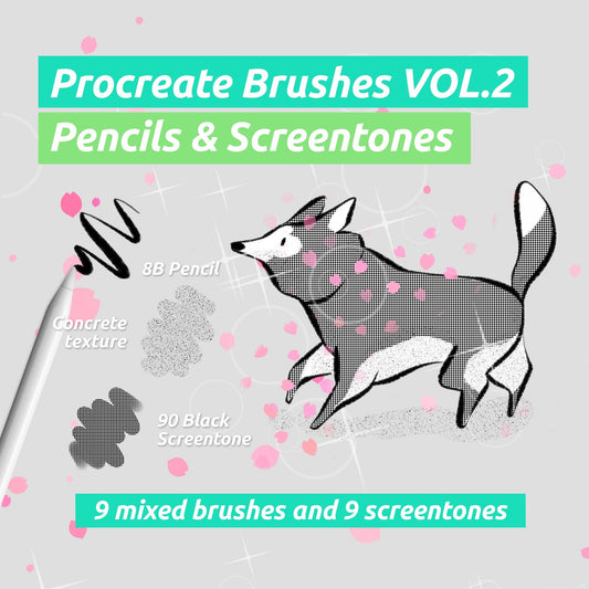 Procreate Brushes VOL.2 | Pencil & Screentone brushes