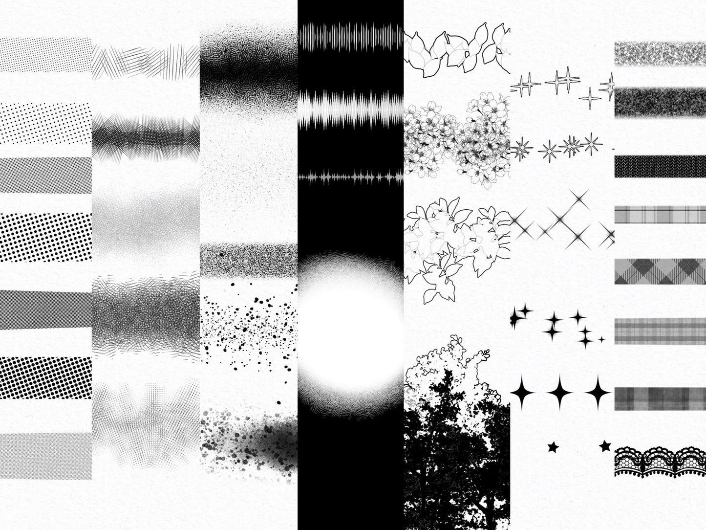 90 Procreate Manga Brushes: Sketch, Ink, Halftone, Foliage