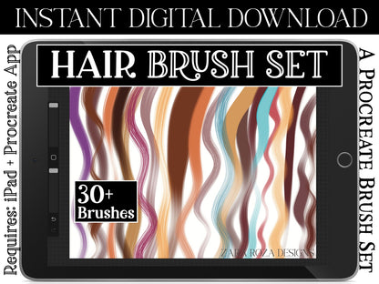 rocreate Hair Brush Set Vol. 2 - 30+ Brushes Bundle Pack, Portrait Drawing Face Character