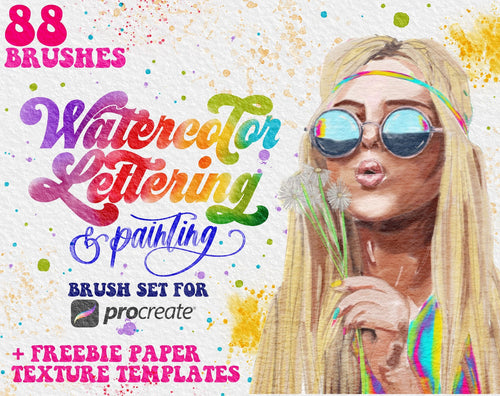 Realistic Watercolor Procreate Brushes - 88 Brushes - Digital Watercolor Brushes - Watercolor Lettering Brushes - Procreate Brushes
