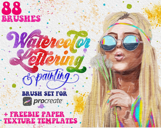 Realistic Watercolor Procreate Brushes - 88 Brushes - Digital Watercolor Brushes - Watercolor Lettering Brushes - Procreate Brushes