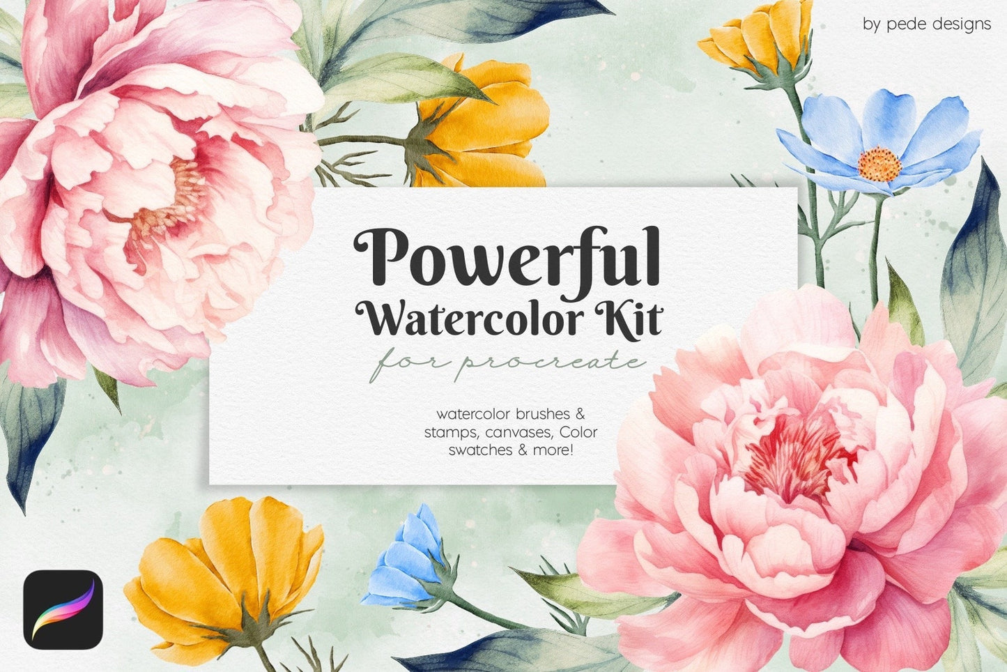Procreate Watercolor Brushes Kit | Stamp| Canvases | brush set for iPad | metallic textures | brushes for paintings | wet on wet
