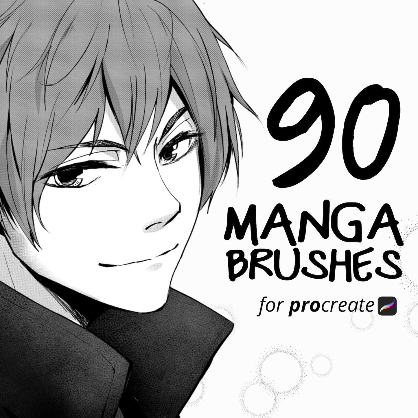 90 Procreate Manga Brushes: Sketch, Ink, Halftone, Foliage