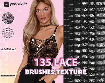Procreate lace texture brushes. Lace brush set