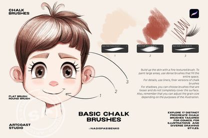 Procreate Chalk Brushes – Character & Pencil Brush Set | Lettering, Drawing, Digital Download Kit