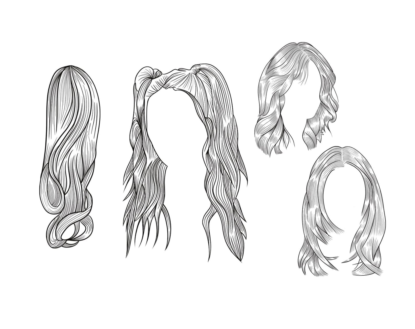 20 Hairstyle Stamp Brushes for Procreate, Procreate brushes, Hairstyle Guide Stamps, Hair brushes procreate, Portrait Brushes