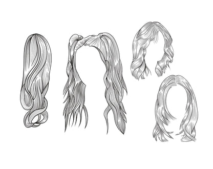 20 Hairstyle Stamp Brushes for Procreate, Procreate brushes, Hairstyle Guide Stamps, Hair brushes procreate, Portrait Brushes