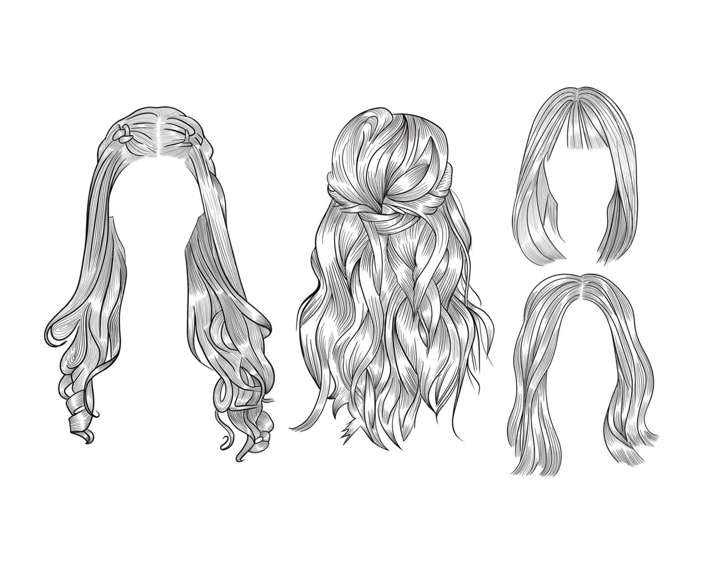 20 Hairstyle Stamp Brushes for Procreate, Procreate brushes, Hairstyle Guide Stamps, Hair brushes procreate, Portrait Brushes