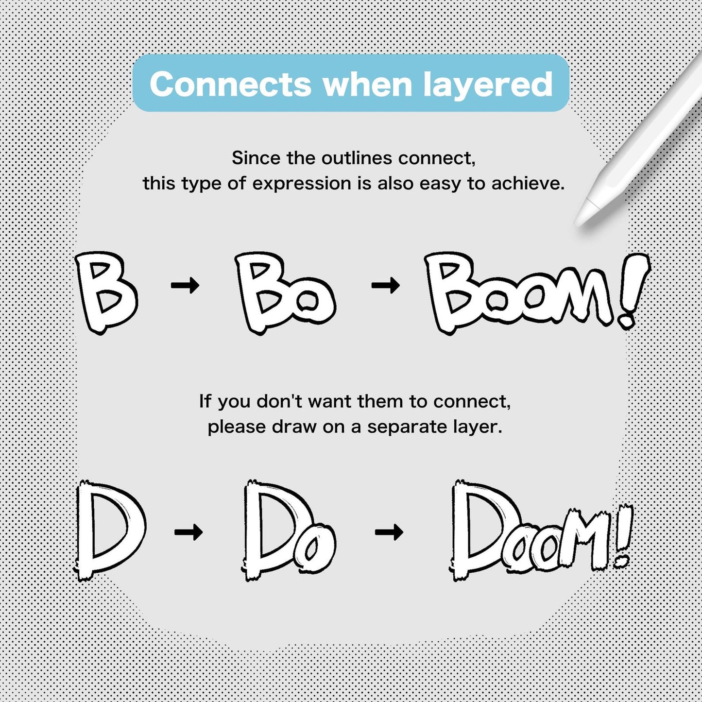 Procreate Manga Outliner / 18 brushes for manga sound effects and handwritten text