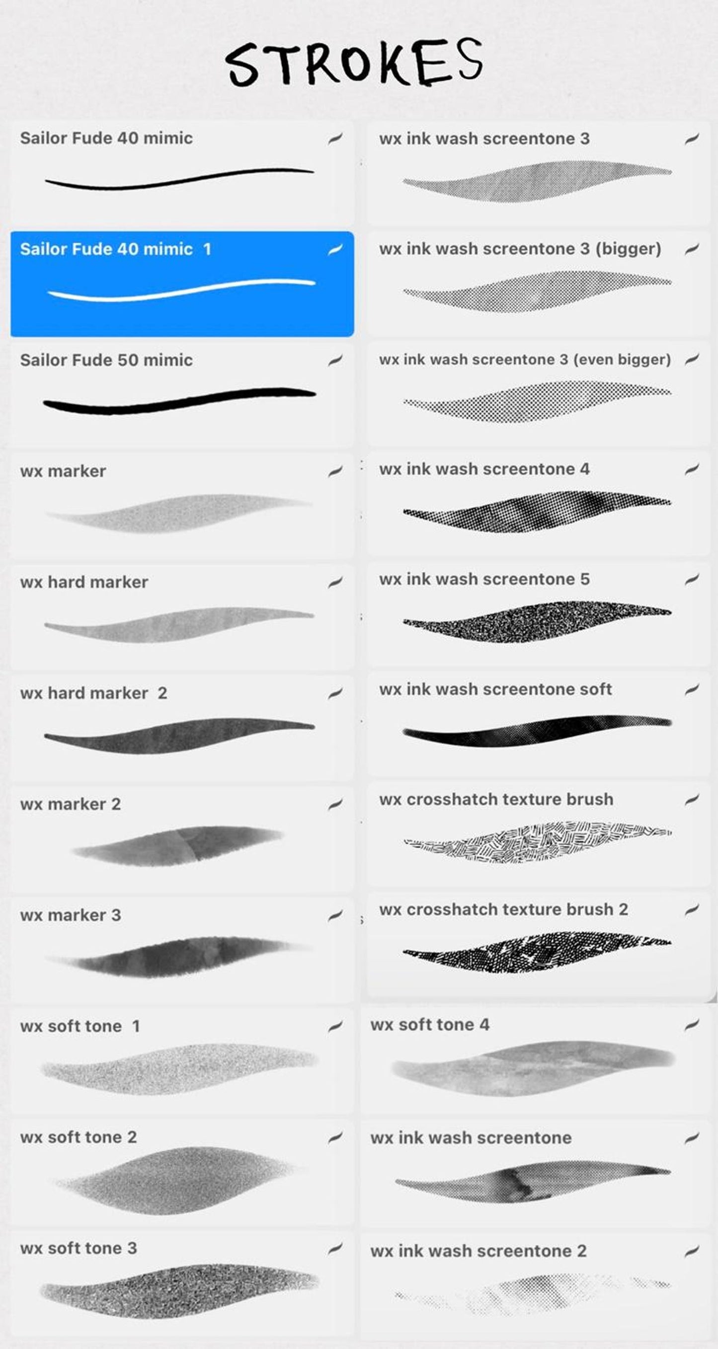 20+ Comics Digital Brushes For Procreate – Fude Pen Variations, Texture and Screentone