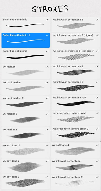 20+ Comics Digital Brushes For Procreate – Fude Pen Variations, Texture and Screentone