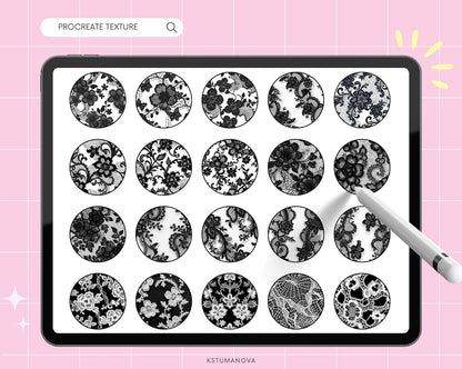 Procreate lace texture brushes. Lace brush set