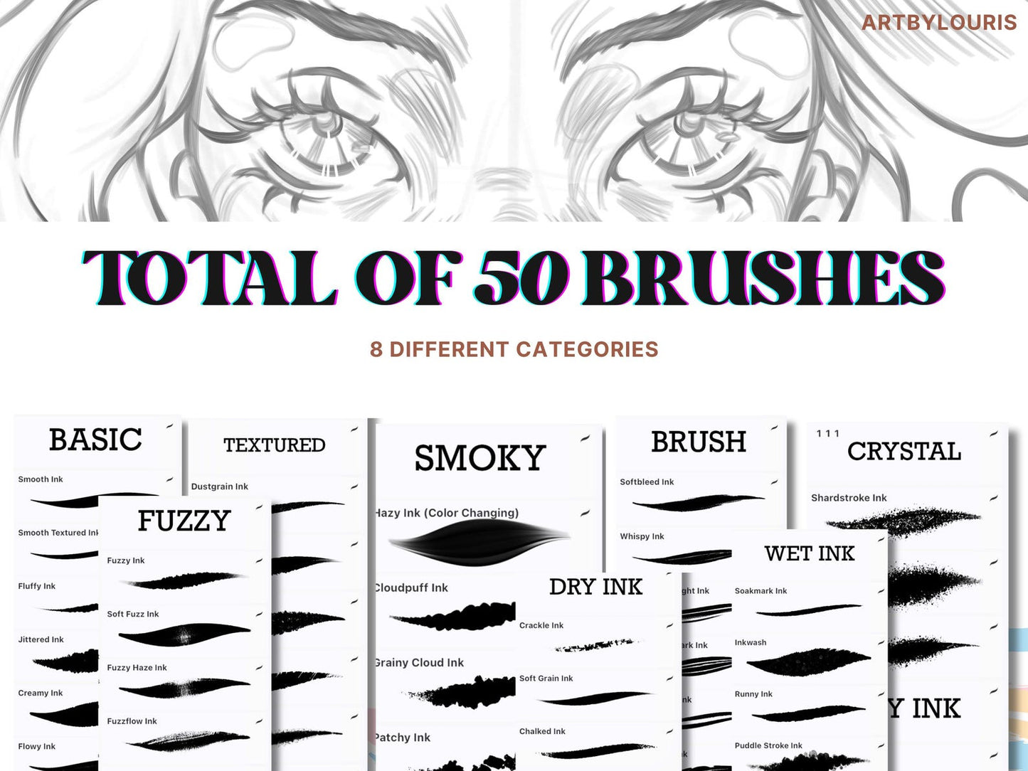 50 Ink Brushes For Procreate | Instant Download | Alcohol Markers | Watercolor Brush | Ink Set | Line Art