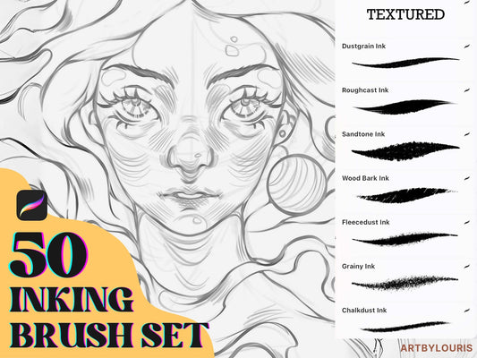 50 Ink Brushes For Procreate | Instant Download | Alcohol Markers | Watercolor Brush | Ink Set | Line Art