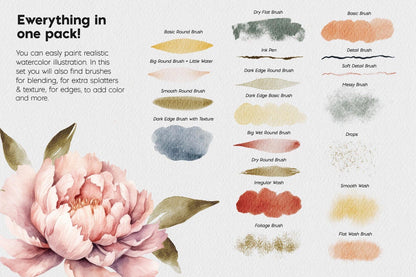 Procreate Watercolor Brushes Kit | Stamp| Canvases | brush set for iPad | metallic textures | brushes for paintings | wet on wet