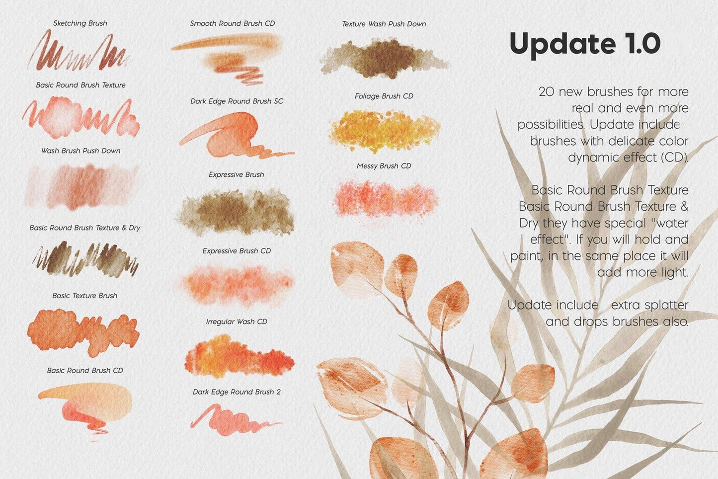 Procreate Watercolor Brushes Kit | Stamp| Canvases | brush set for iPad | metallic textures | brushes for paintings | wet on wet