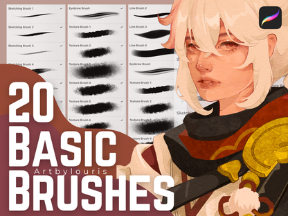 20 Basic Procreate Brushes | What I use for my artworks | Digital Download | Customized Brushes | Artbylouris