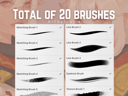 20 Basic Procreate Brushes | What I use for my artworks | Digital Download | Customized Brushes | Artbylouris
